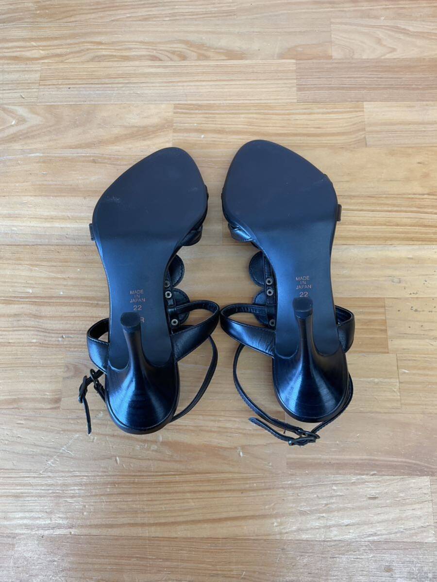 美品 DIANA ダイアナ ターコイズデザインストラップミュール ピンヒールクロスベルトシューズサンダル 婦人靴 ブラック黒色系 22cmの画像7