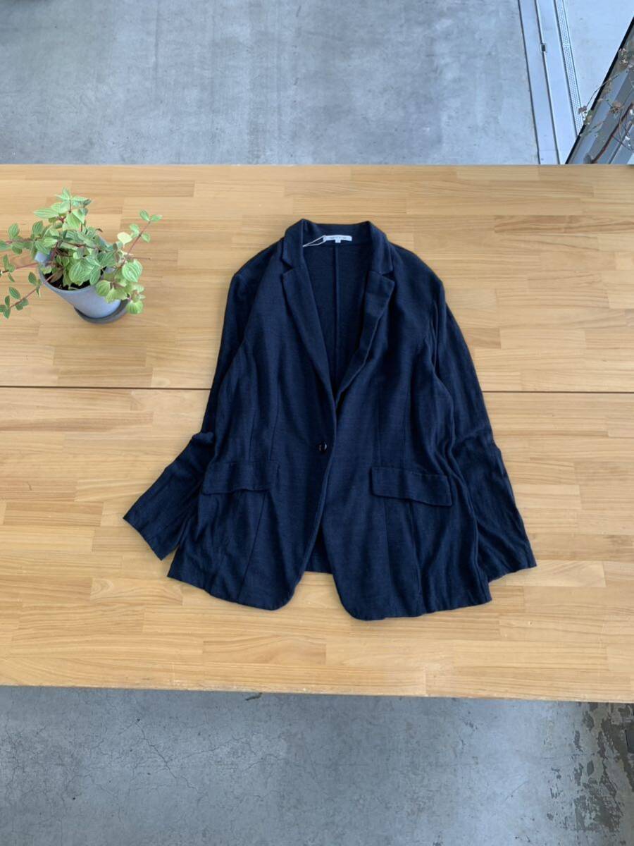  beautiful goods TRANS WORK trance Work linen cut and sewn tailored jacket one button thin long sleeve feather woven light outer navy navy blue color series 44