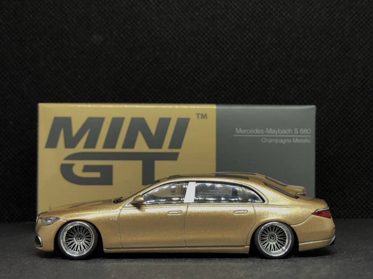 TSMモデル 1/64 Mercedes-Maybach S 680 Champagne Metallic LHD 改 深リム MINI GTの画像5