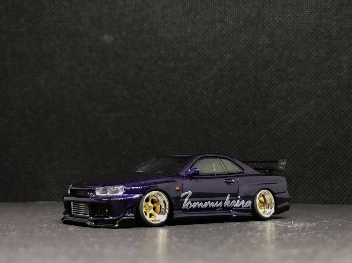 TSMモデル 1/64 Nissan Skyline GT-R (R34) Tommykaira R-z Midnight Purple RHD 改 深リム MINI GT スカイライン_画像1