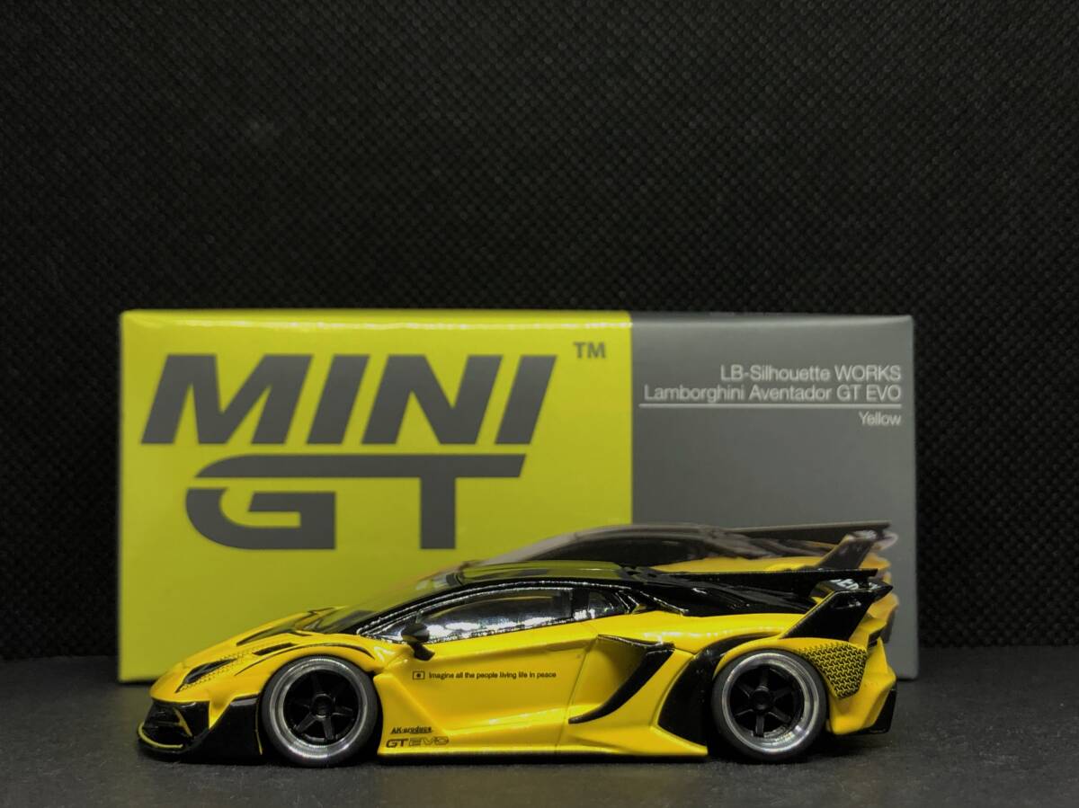 TSMモデル 1/64 LB-Silhouette WORKS Lamborghini Aventador GT EVO Yellow LHD 改 深リム MINI GTの画像5