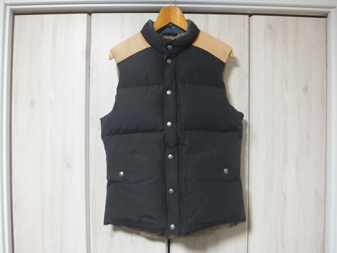 SIERRA DESIGNS×ANACHRONORM leather switch 60/40 Cross down vest S black / beige leather * sierra design hole Chrono -m bar 