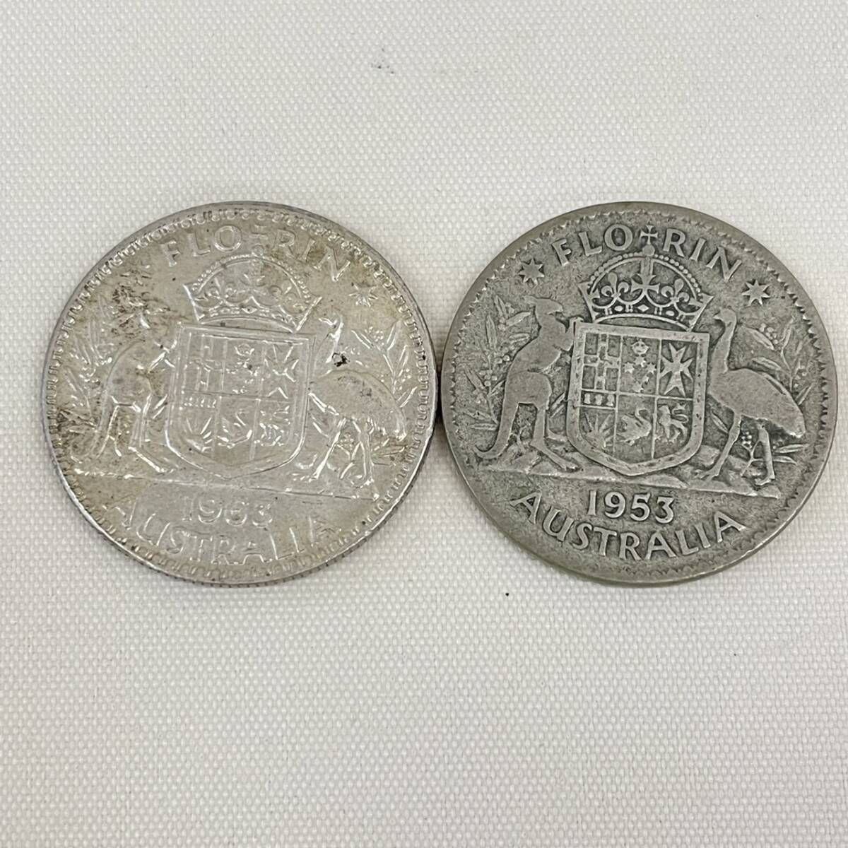 オーストラリア フローリン銀貨 1953年 1963年 2枚 まとめて ◆  9231-Aの画像2