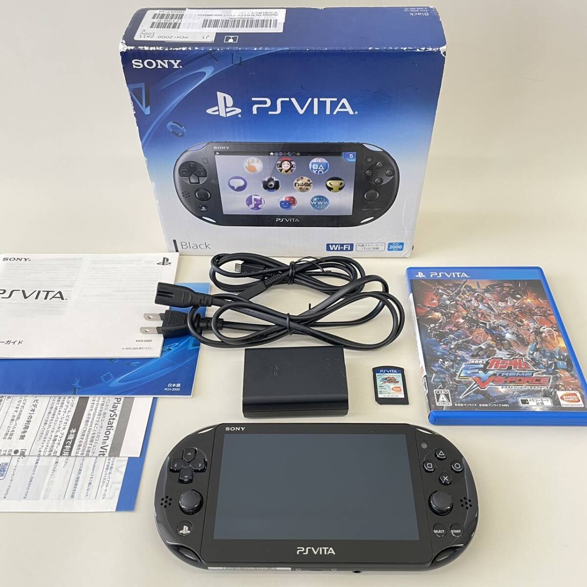 PlayStation Vita本体 Wi-Fiモデル PCH-2000 ZA11 ブラック PS Vita 箱・カセット付き ◆ 9237の画像1