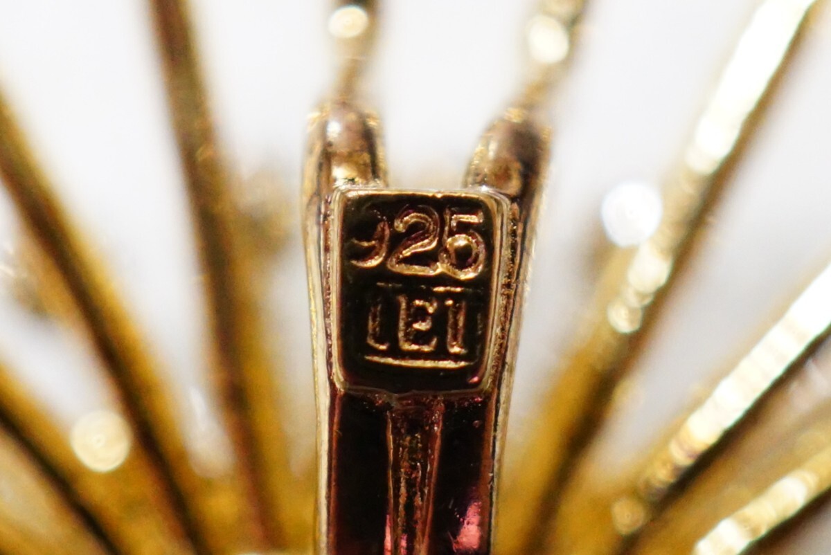 344 IEI 天然ペリドット ゴールドカラー ペンダント ネックレス ヴィンテージ アクセサリー SILVER 925刻印 天然石 宝石 装飾品の画像3