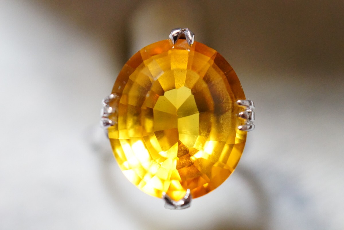 318 オレンジサファイア リング 指輪 ヴィンテージ アクセサリー アンティーク 色石 宝石 カラーストーン 装飾品の画像1
