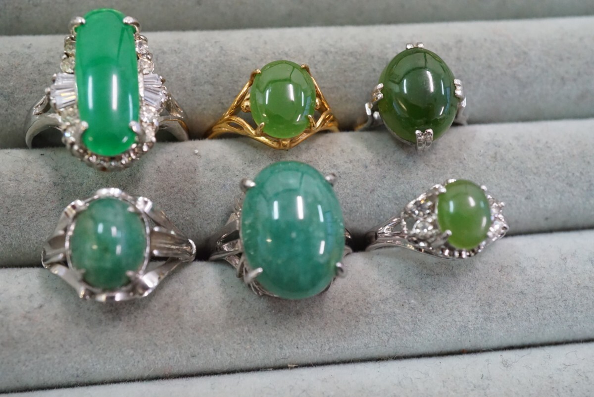 B101 緑石 天然石系 リング 指輪 カラーストーン ヴィンテージ アクセサリー 大量 セット まとめて おまとめ まとめ売り 色石の画像3