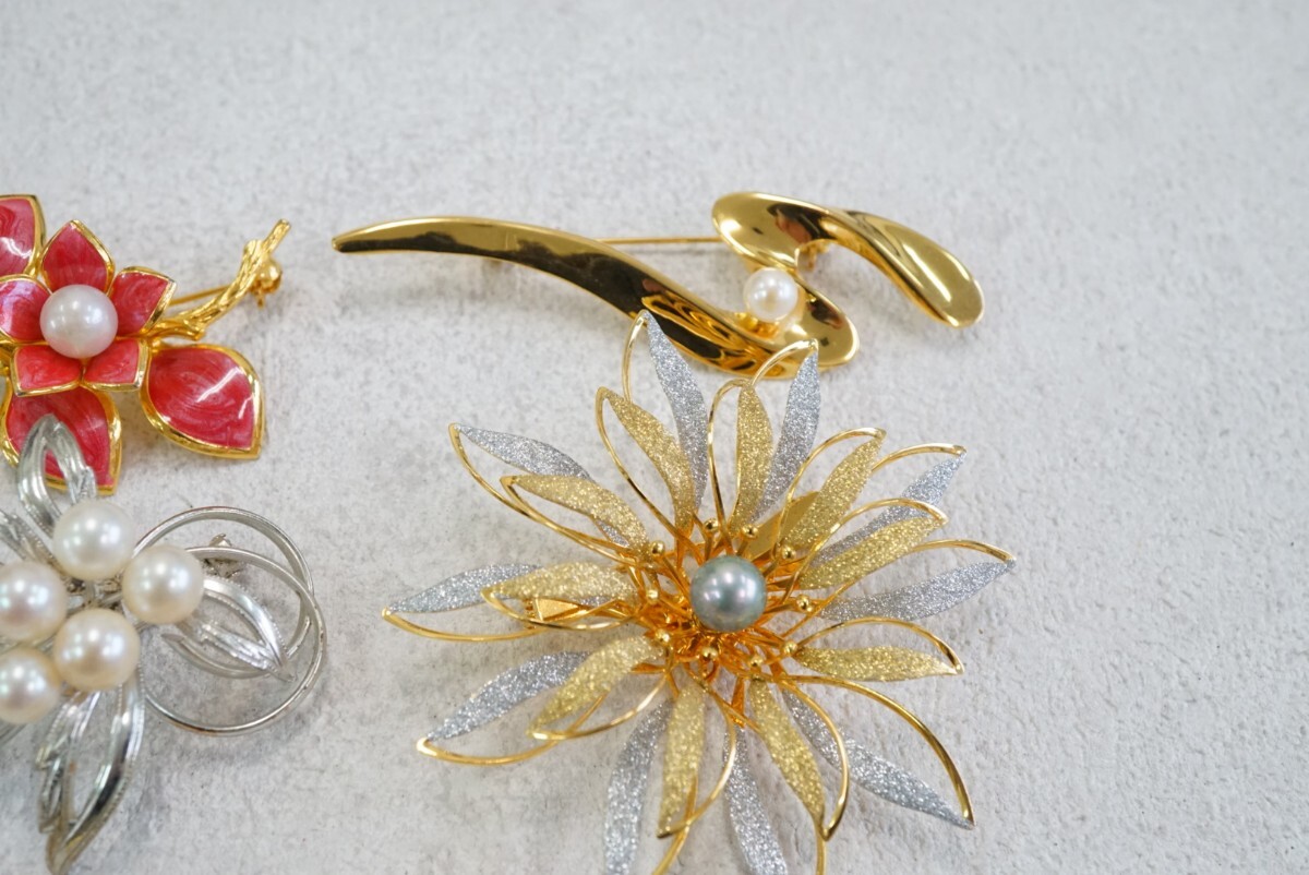 B267 Akoya pearl etc. book@ pearl pearl brooch Vintage accessory large amount set together . summarize set sale ornament 