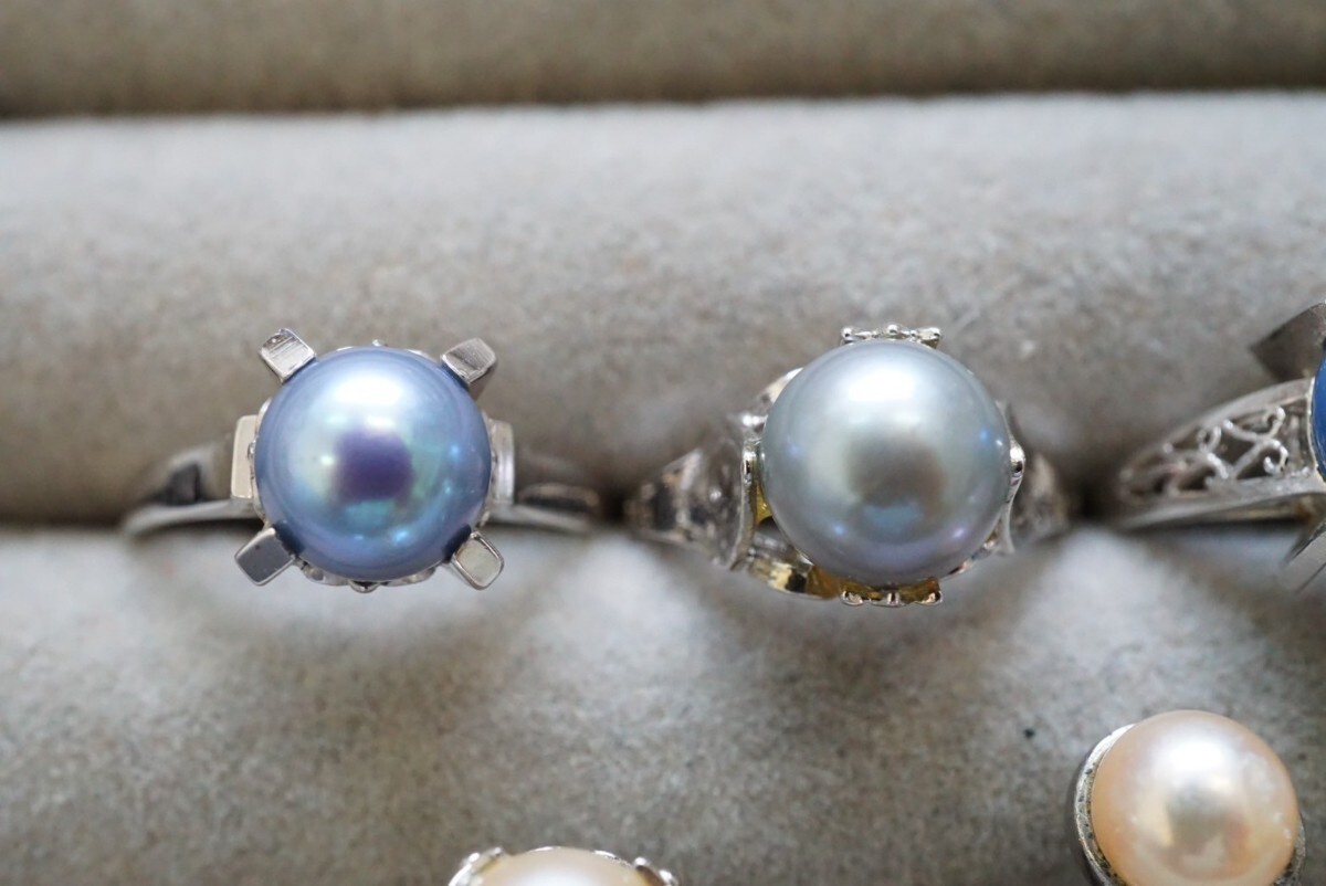 B359 アコヤ真珠 カラーパール 本真珠 パール リング 指輪 ヴィンテージ アクセサリー 大量 まとめて おまとめ まとめ売り SILVER含むの画像2