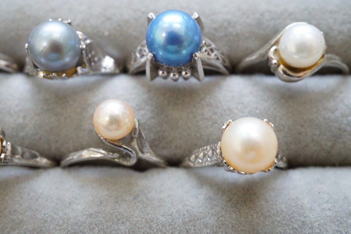 B359 アコヤ真珠 カラーパール 本真珠 パール リング 指輪 ヴィンテージ アクセサリー 大量 まとめて おまとめ まとめ売り SILVER含むの画像5