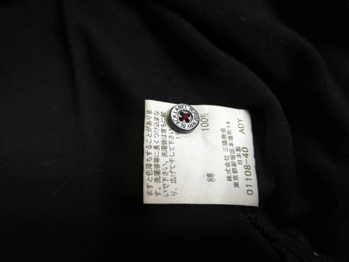 BURBERRY BLACK LABEL バーバリーブラックレーベル ポロシャツ 半袖 黒 ノバチェック ホース刺繍 サイズ3 コットン100% 三陽商会 即決の画像4