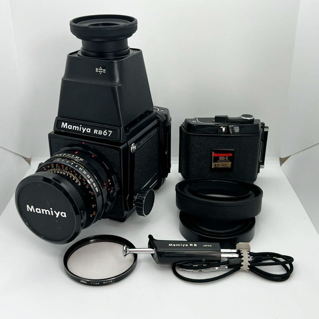 Mamiya RB67 PROFESSIONAL 1:3.8 F=90mm ファインダー フィルムバック フィルター レリーズ 中判カメラ シャッター巻き上げOK 現状品_画像1