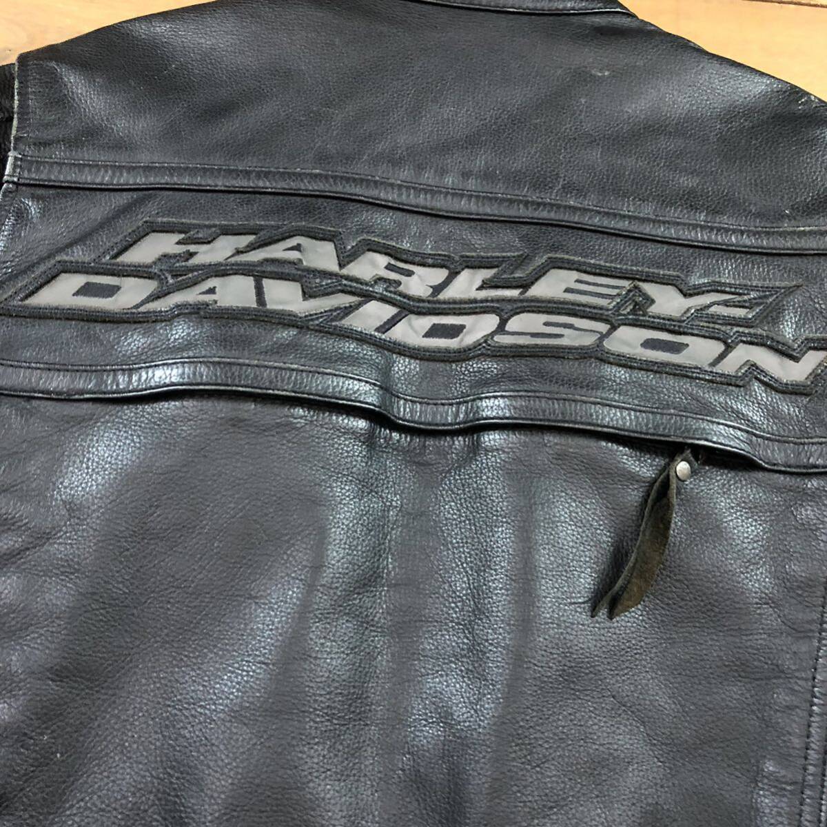 Harley Davidson RIDING GERR シングル ライダース ジャケット ハーレーダビッドソン 革ジャン 黒 ブラック size S_画像6