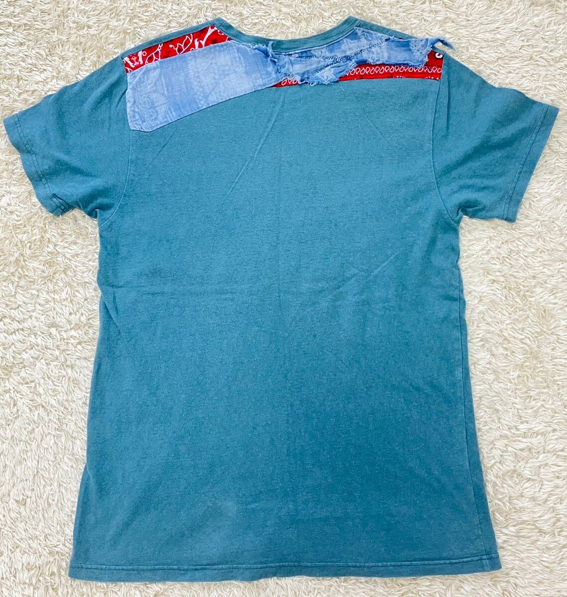 【パッチワーク★】サイズ2 KAPITAL 半袖ポケットTシャツ/青系◆キャピタル (3)_画像2