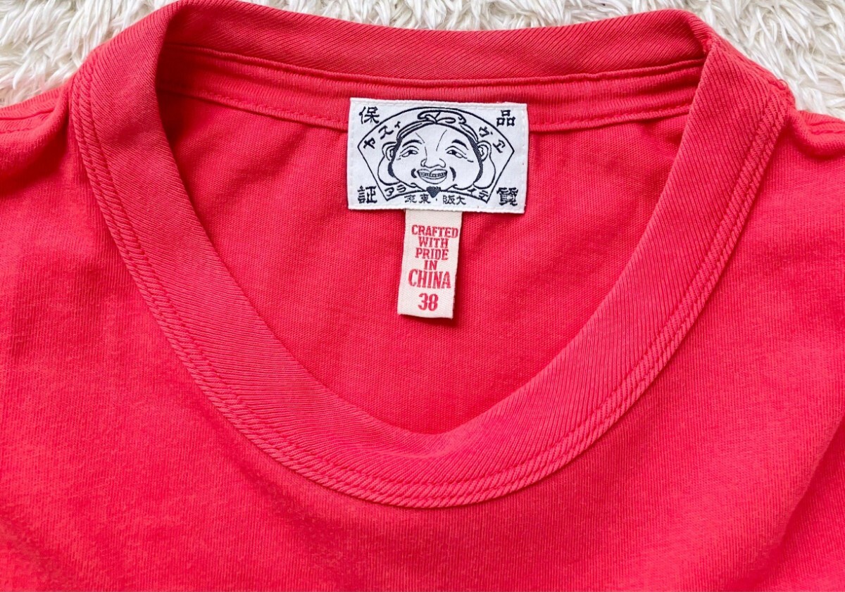 【サッカーボールカモメ★】サイズ38 EVISU 半袖Tシャツ/赤◆袖月桂樹カモメ刺繍☆エヴィス (13)_画像8