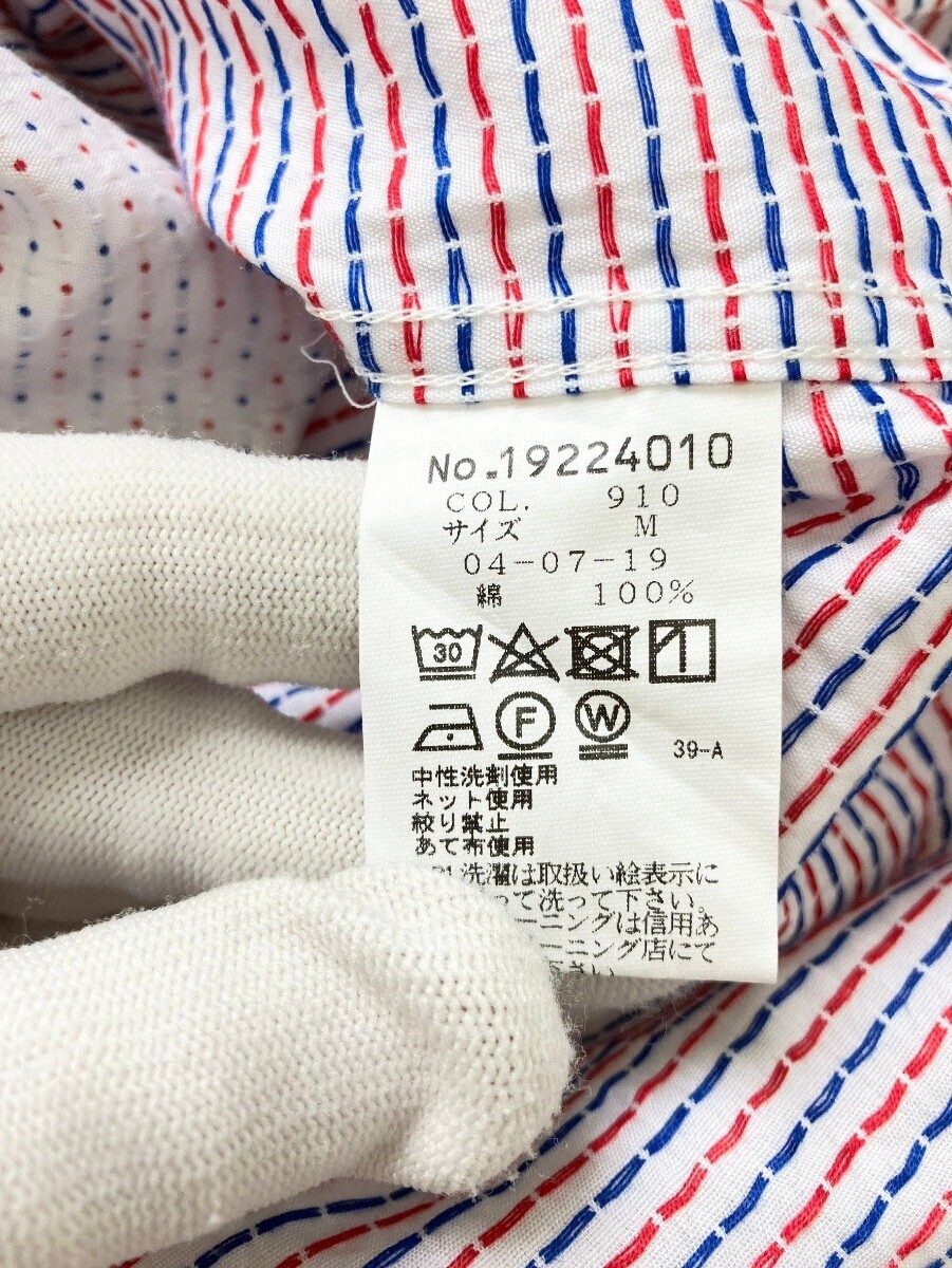 【ドット柄★】Мサイズ 良品 SINA COVA 八分袖ボタンダウンシャツ/白◆シナコバ (13)の画像7