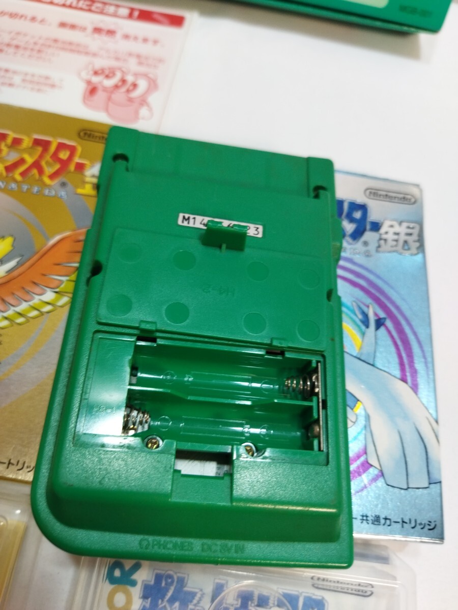 【全部動作未確認品】ポケモン(緑.ゴールド)カセット2個プラス ゲームボーイ緑(MGB-001)セット おまけでポケモン銀の空箱付き 005JJHJU56の画像6