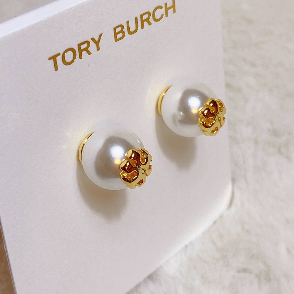 新品 TB002-01 Tory Burch トリーバーチ 定番 ピアス パール ゴールドの画像4