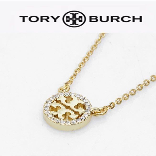 正規新品 TB023-05 Tory Burch トリーバーチ ミラー パヴェ ロゴ デリケート ネックレス ゴールド 大特価 の画像1