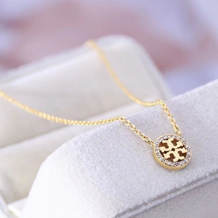  regular new goods TB023-05 Tory Burch Tory Burch mirror pave Logo telike-to necklace Gold great special price 