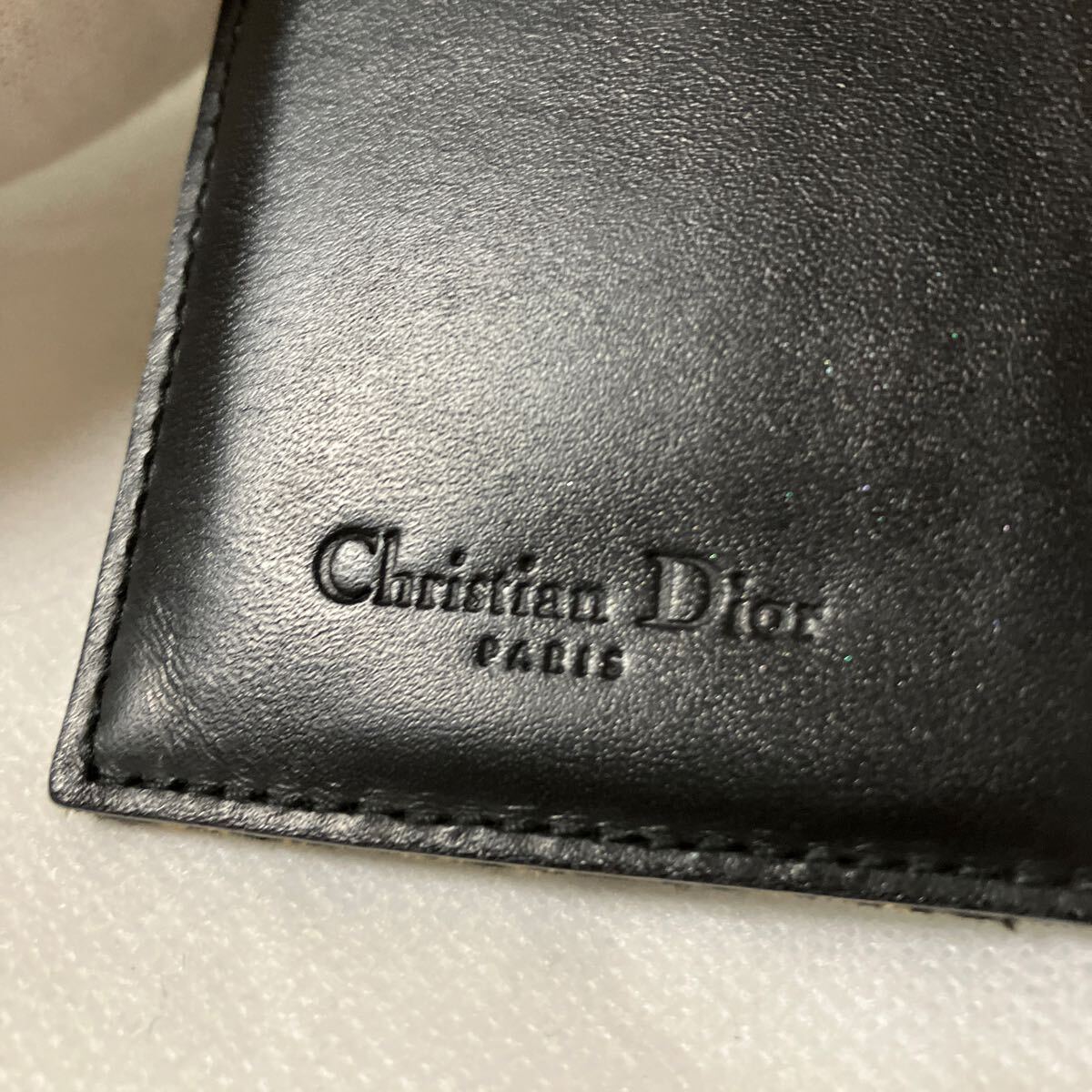 [ beautiful goods ]ChristianDior Christian Dior folding twice purse Toro ta- campus ground leather serial equipped accessory attaching 