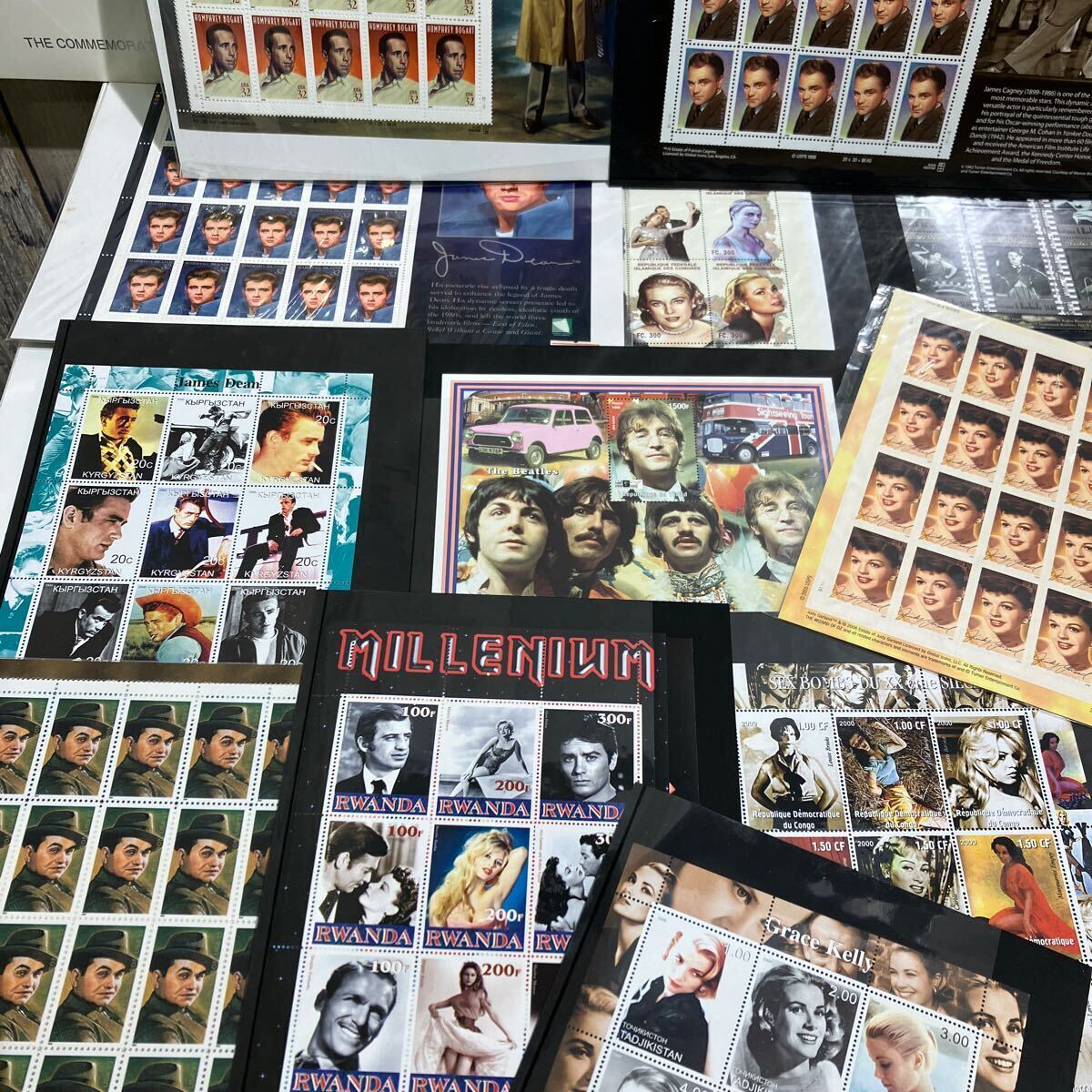 世界切手 女優 歌手 ジェームス・ディーン チャップリン ビートルズ ヴィンテージ 切手収集か整理品の画像5