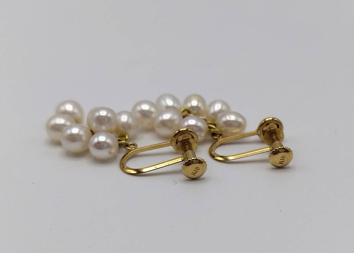 パール アクセサリー セット ネックレス K18 総重量 3.7g / イヤリング K18 総重量 2.8g【5786】