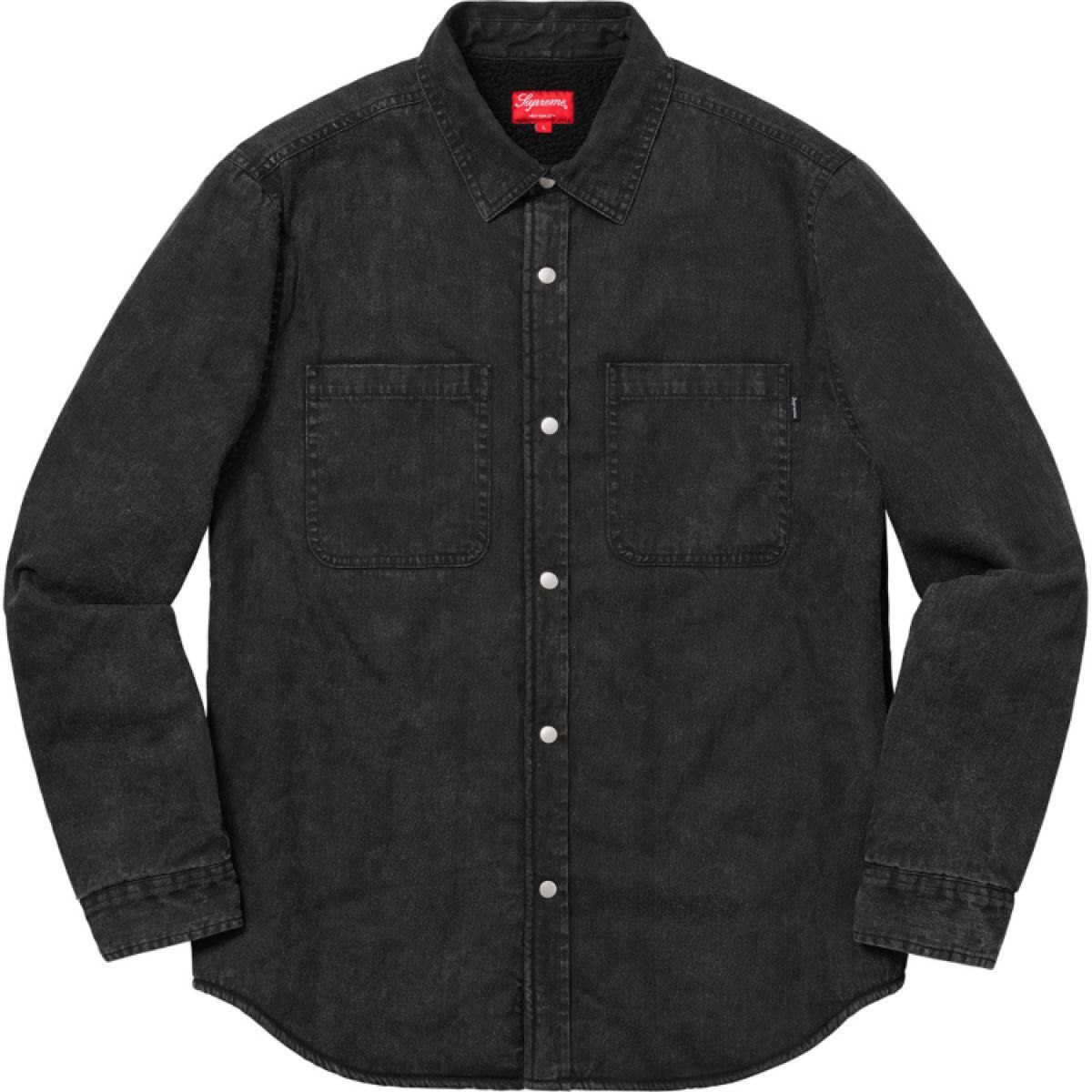 Black L 18AW Supreme Sherpa Lined Denim Shirt