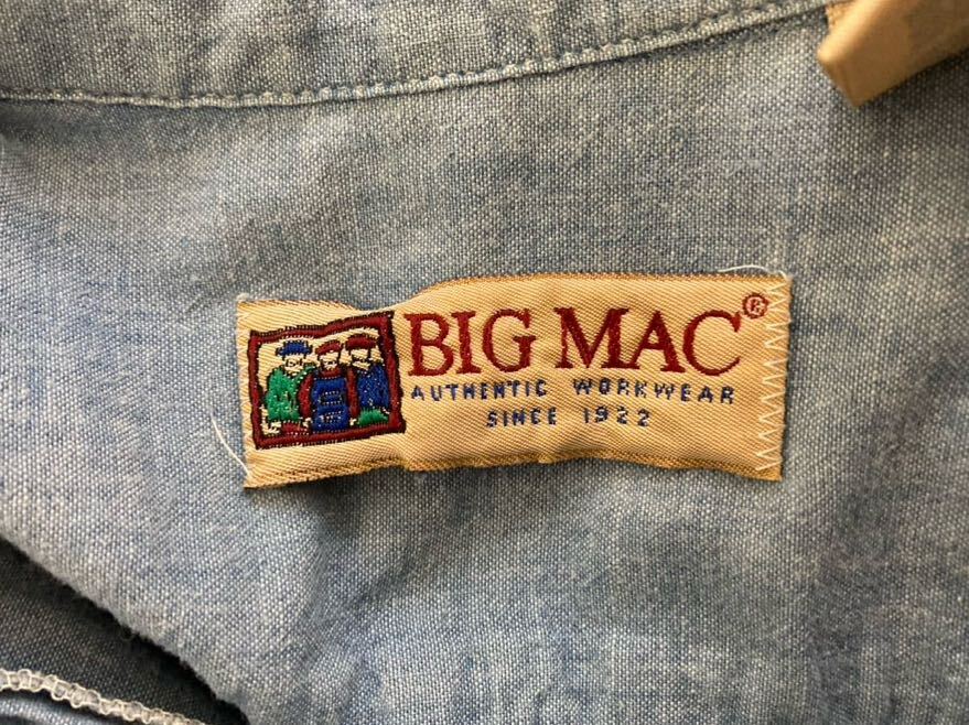 90's USAヴィンテージ BIG MAC シャンブレーシャツ 半袖シャツ USA製 16-16 1/2ワークシャツ Wポケット ビッグマック Vintage shirt_画像3