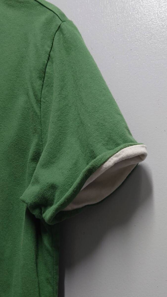 00*s GAP двухсторонний двусторонний футболка зеленый × "теплый" белый M короткий рукав 2000 годы 
