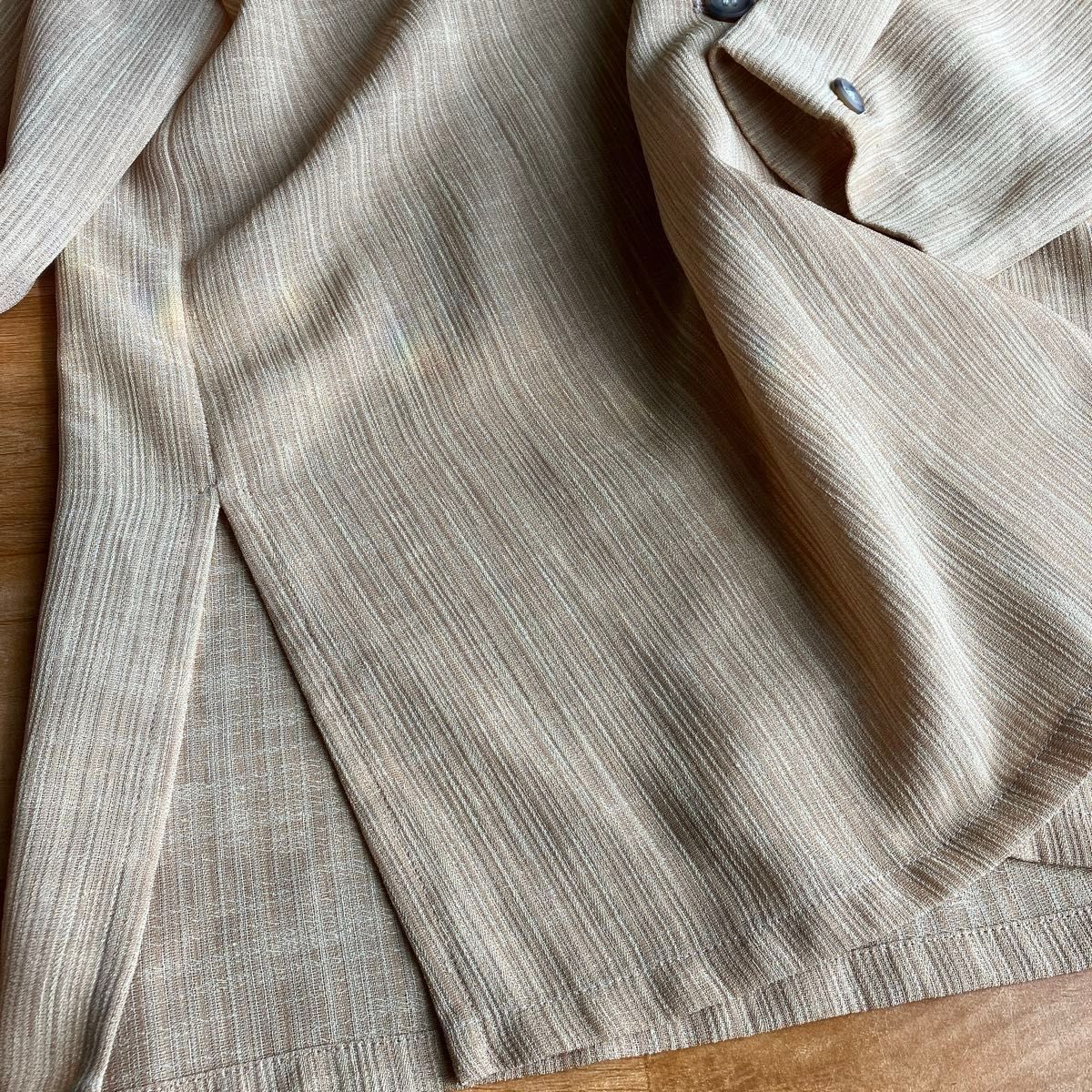 テーラードジャケット シングル 上着 ジャケット 昭和レトロ シニア 中高年 羽織もの 薄手 春 夏 ブラウン 茶系 麻