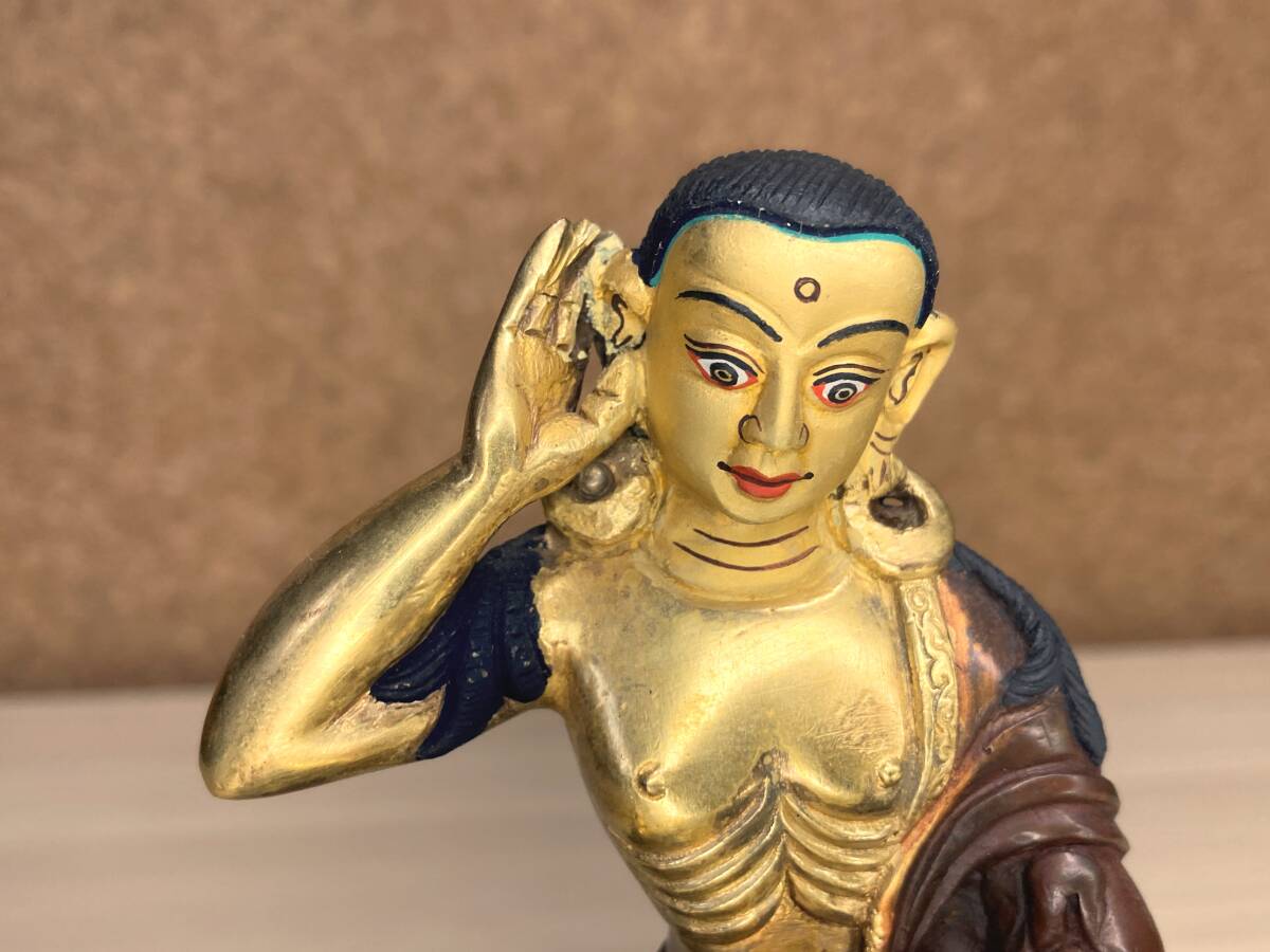 ☆ミラレパ 鍍金銅製仏像 チベット ヨーギー Milarepa アンティーク_画像7