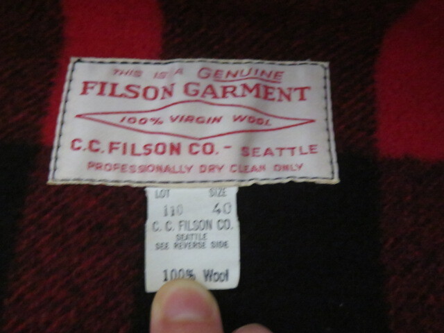 FILSON フィルソン MACKINAW CRUISER JACKET マッキーノ クルーザージャケット バッファローチェック 40インチ LOT110の画像5