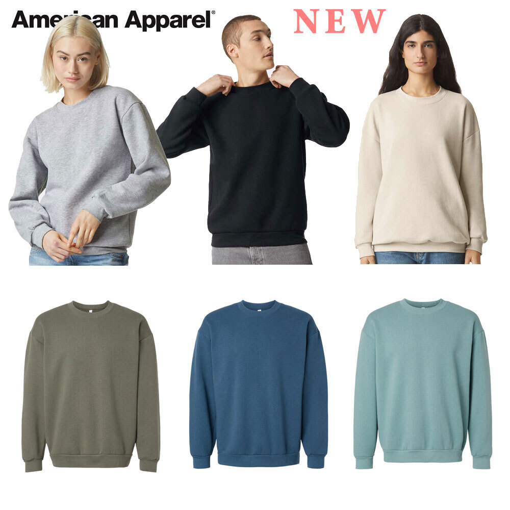 新商品　アメリカンアパレル　ブラック　XS　スウェット　トレーナー　男女兼用　ReFlex Fleece Crewneck Sweatshirt AmericanApparel