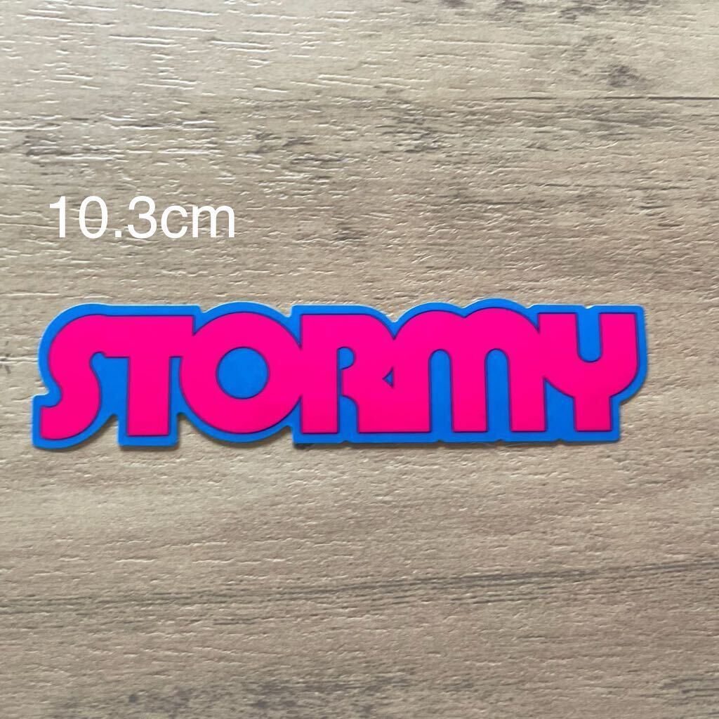 ⑨【STORMY ストーミー】ステッカー グラデーション シール 10.3cm スケボー スケートボード 蛍光ピンク×水色の画像1