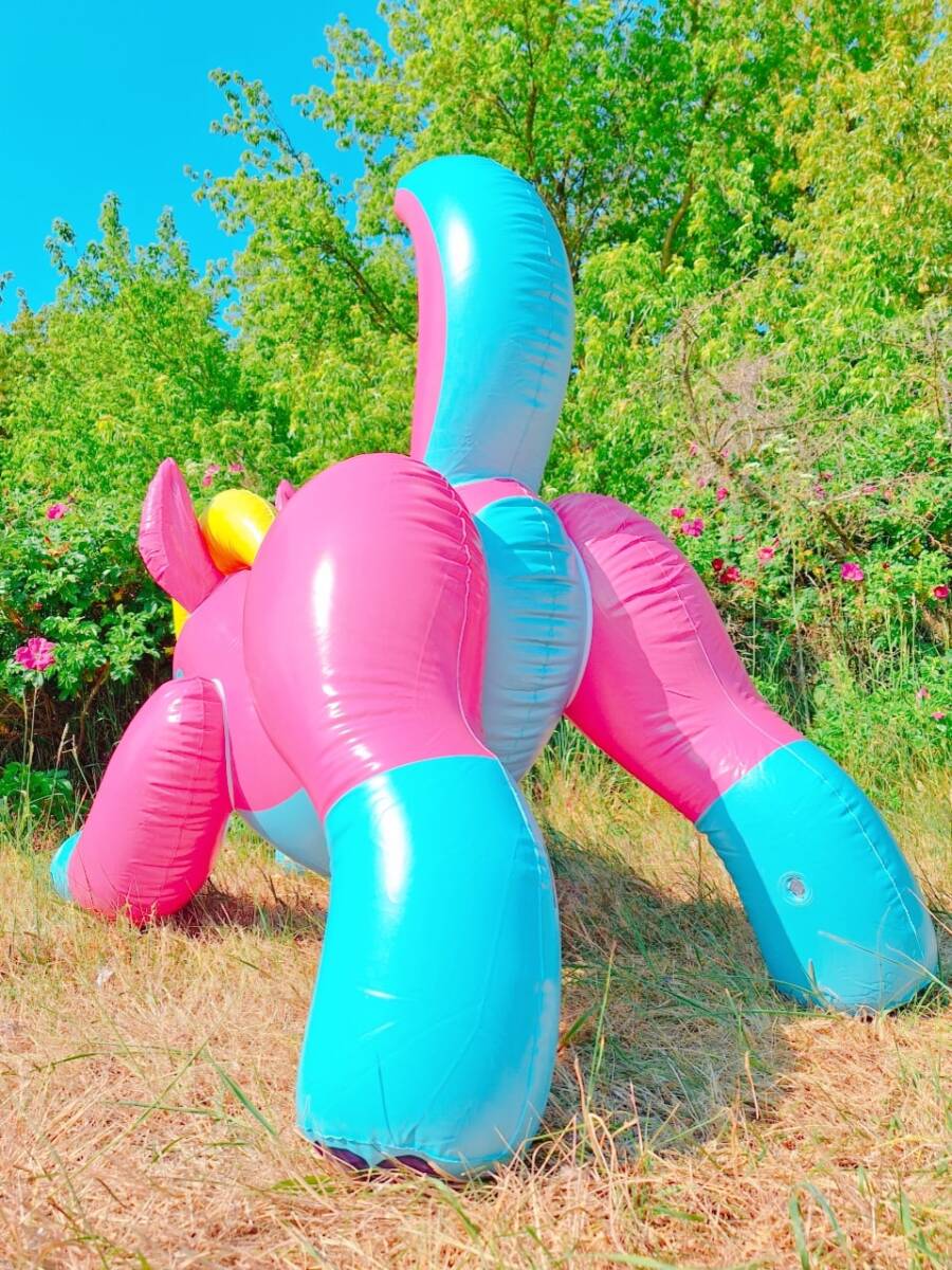 ★Horseplay社製 ピンクハスキー 空気ビニール風船 空ビ フロート 浮き輪 Inflatable Pink husky Pool toys Balloon POP