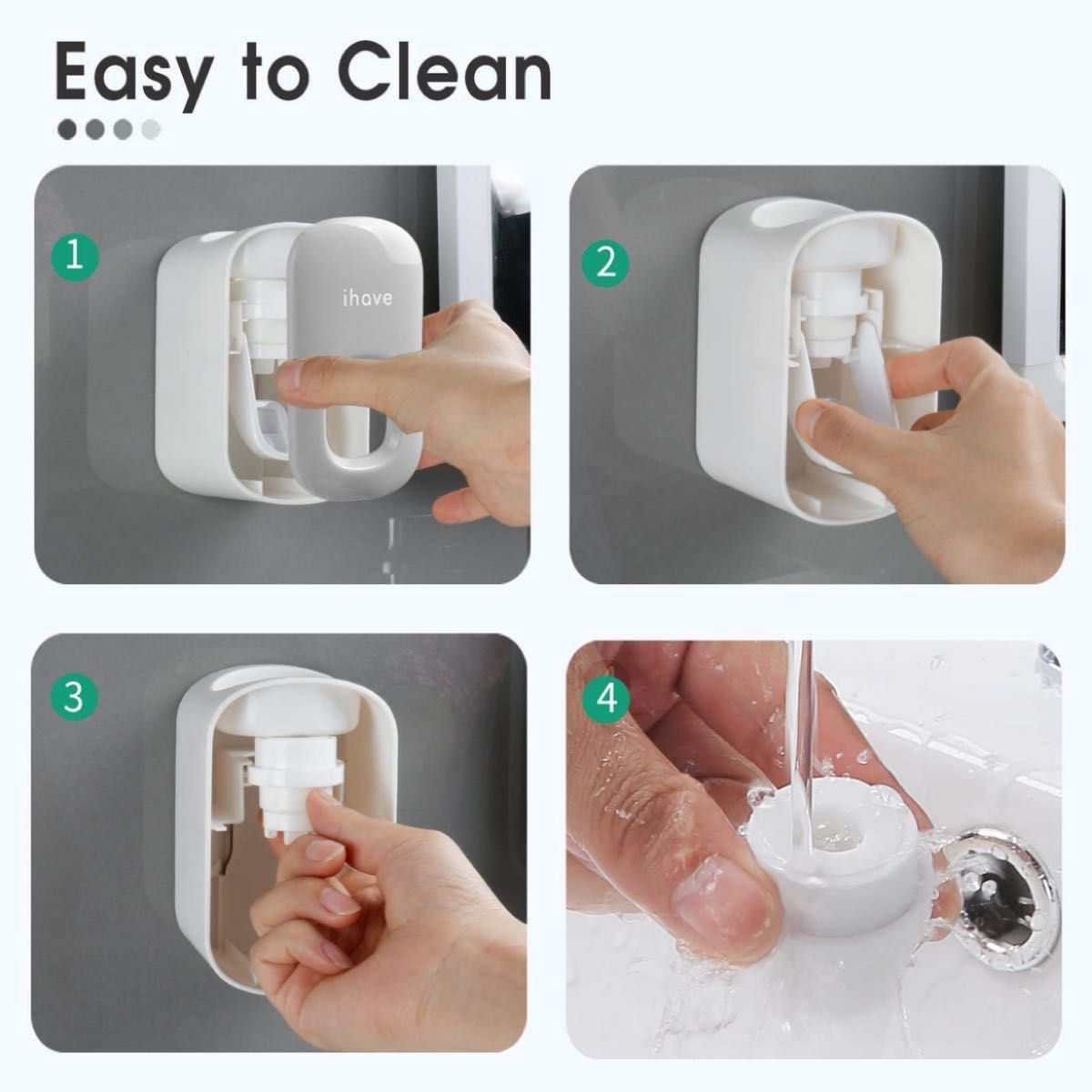 iHave 歯磨き粉ディスペンサー 壁マウント 浴室用 自動歯磨き粉絞り器 (グレー) 収納 整理 