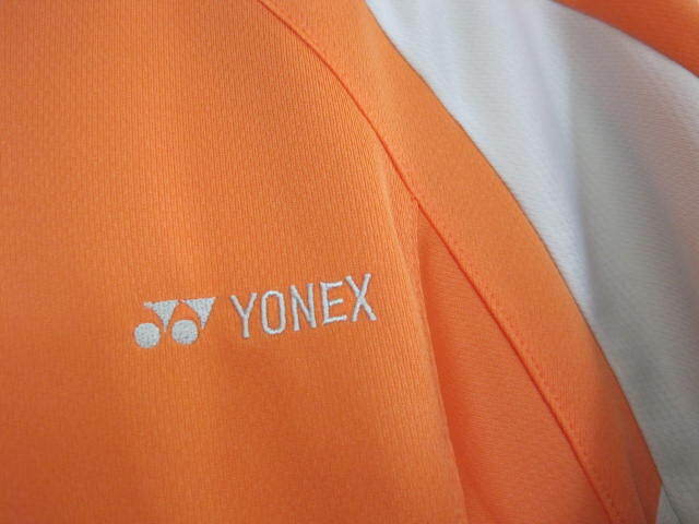 美品　USED　ヨネックス　YONEX　オレンジ×ベージュ　長袖　Tシャツ　L　送180円_画像2