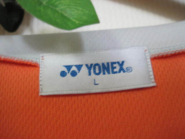美品　USED　ヨネックス　YONEX　オレンジ×ベージュ　長袖　Tシャツ　L　送180円_画像5