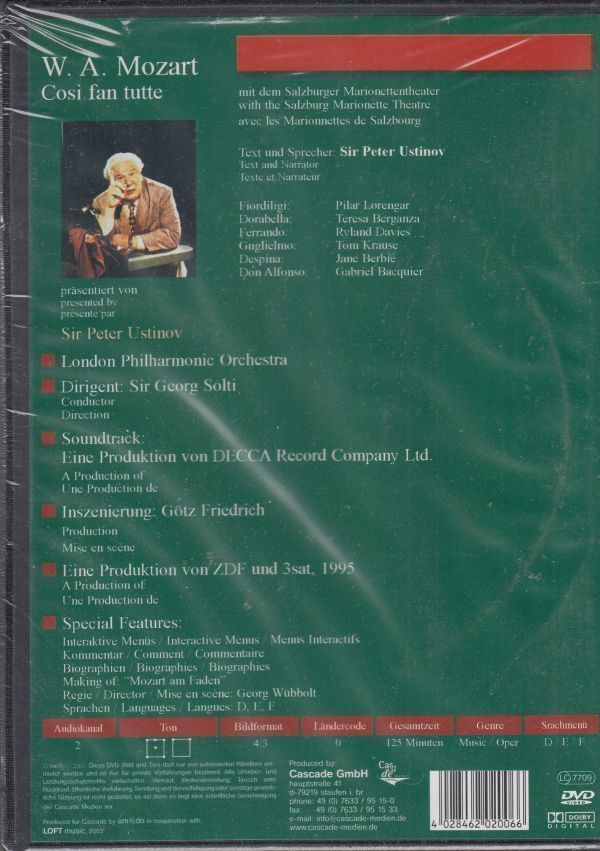 [DVD/Amado]モーツァルト:歌劇「コシ・ファン・トゥッテ」全曲/P.ローレンガー他&G.ショルティ&ロンドン・フィルハーモニー管弦楽団_画像2