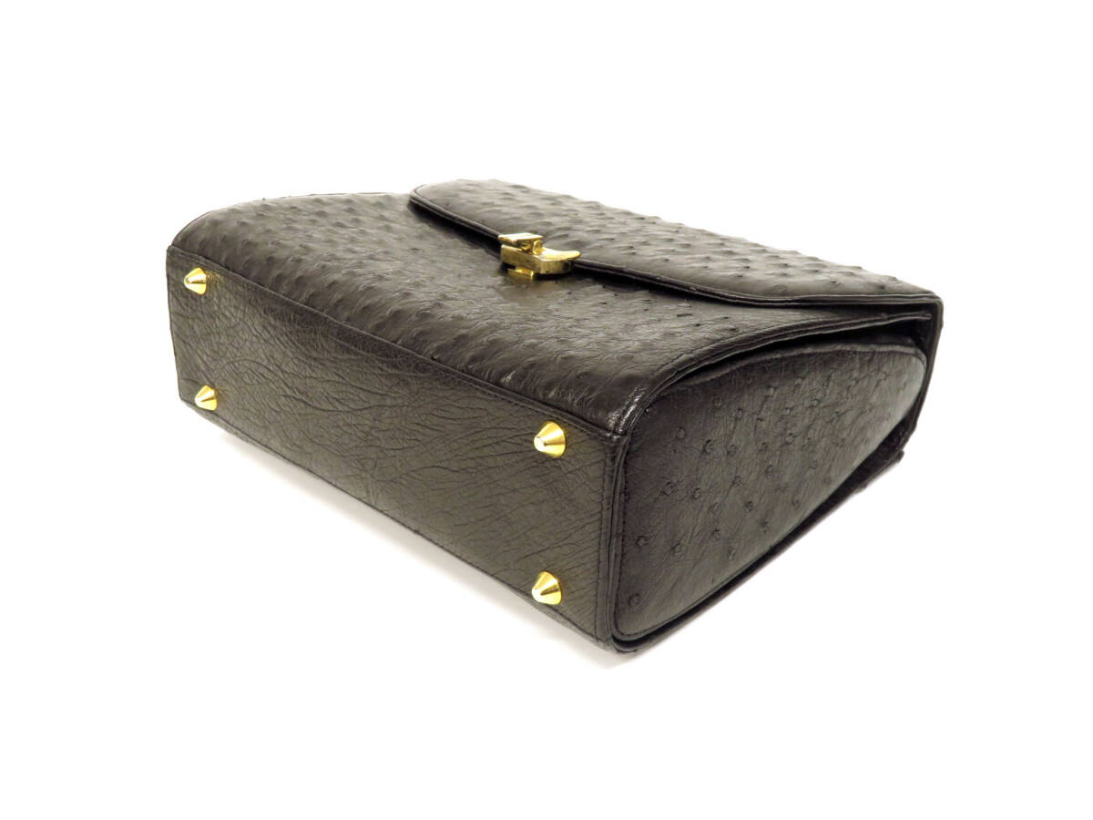 17114 прекрасный товар LNL высококлассный Ostrich кожа Gold металлические принадлежности ручная сумочка в наличии портфель Mini сумка сумка чёрный черный женский формальный 