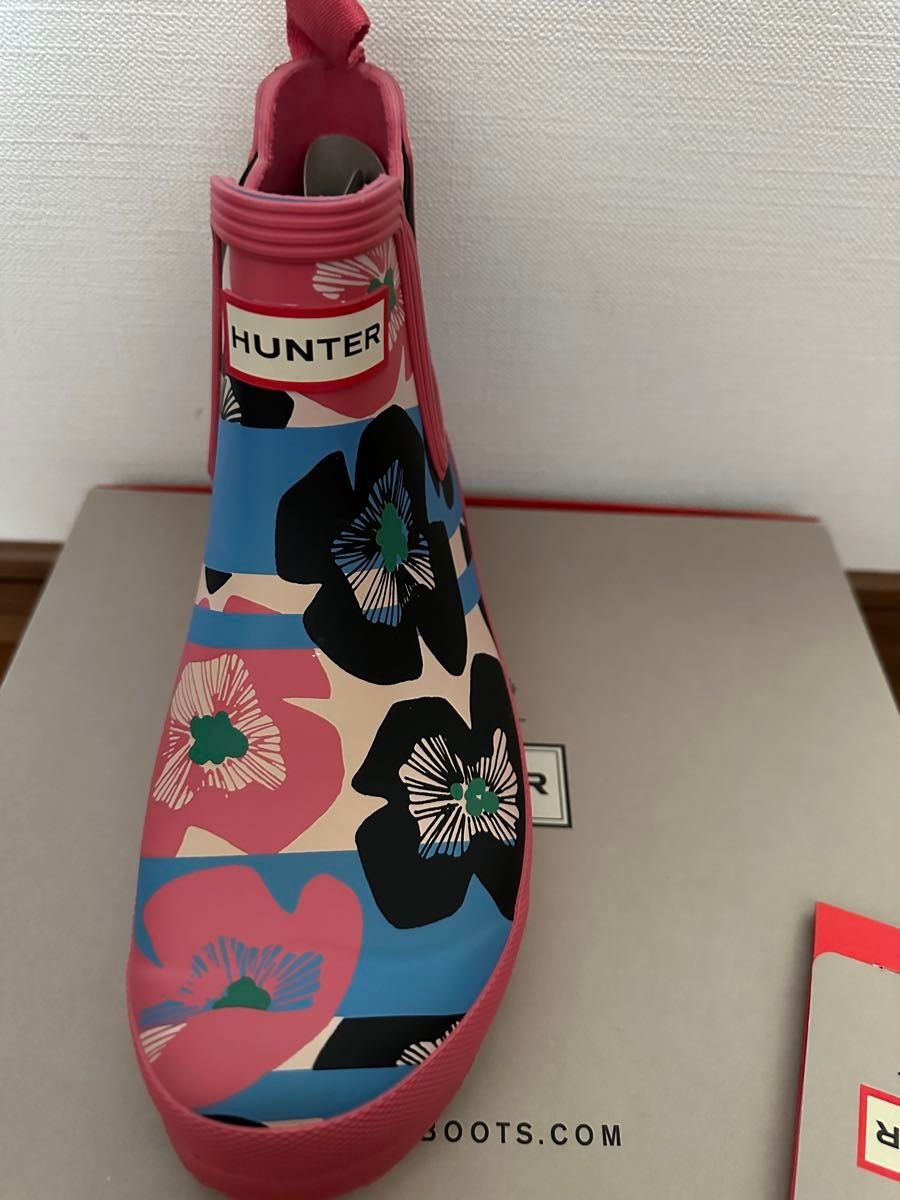 HUNTER レインブーツ　フラワー　花柄　24cm ガーデニング　新品