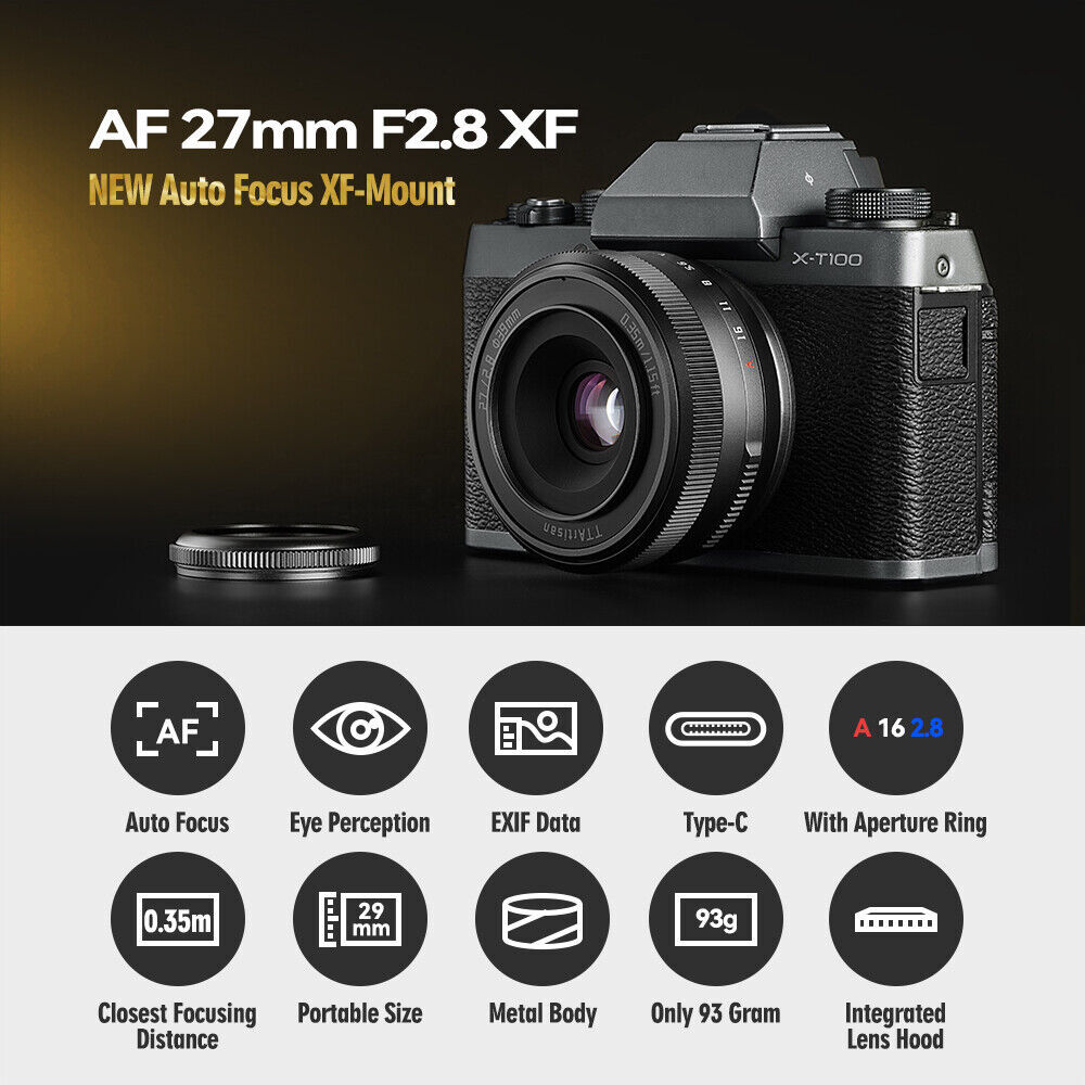 ★訳あり 未開封新品 TTArtisan AF 27mm F2.8 チタニウムカラー フジフイルム Xマウント XF 富士フイルム APS-Cの画像6