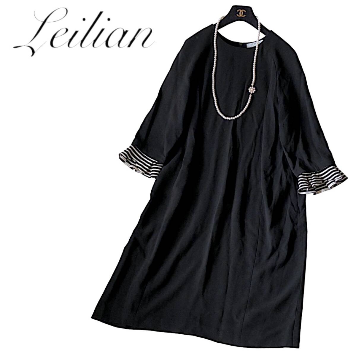 C20◆極美品 レリアン Leilian プラスハウス 大きいサイズ 17+ 2XL-4L前後 2way ワンピース 身幅56cm サラリ ストレッチ GWお出かけに 春の画像2