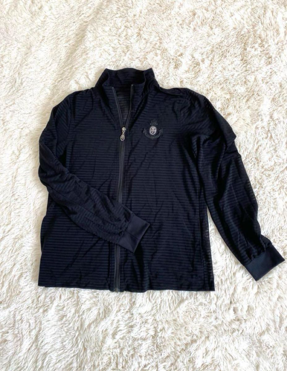 カステルバジャック　ジップアップ　ジャンパー　薄手　羽織り　日本製　日焼け対策　ゴルフウェア　 黒　 長袖　 ハーフジップ　