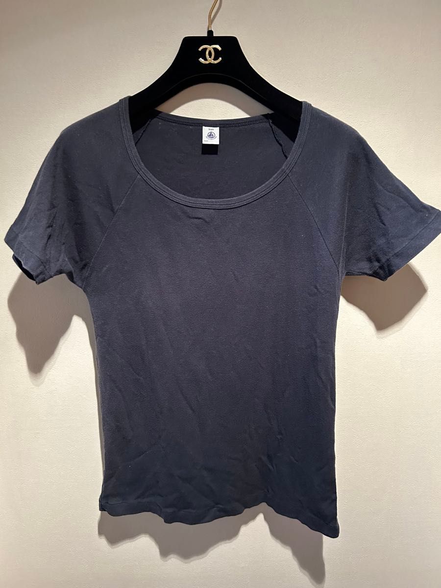PETIT BATEAU（プチバトー）Tシャツ　sサイズ（16ans）  半袖　ネイビー