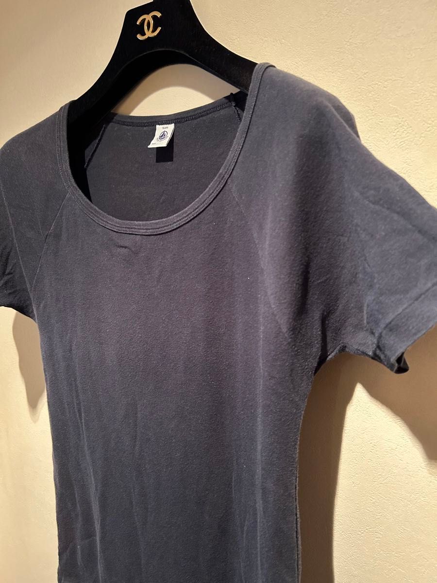 PETIT BATEAU（プチバトー）Tシャツ　sサイズ（16ans）  半袖　ネイビー