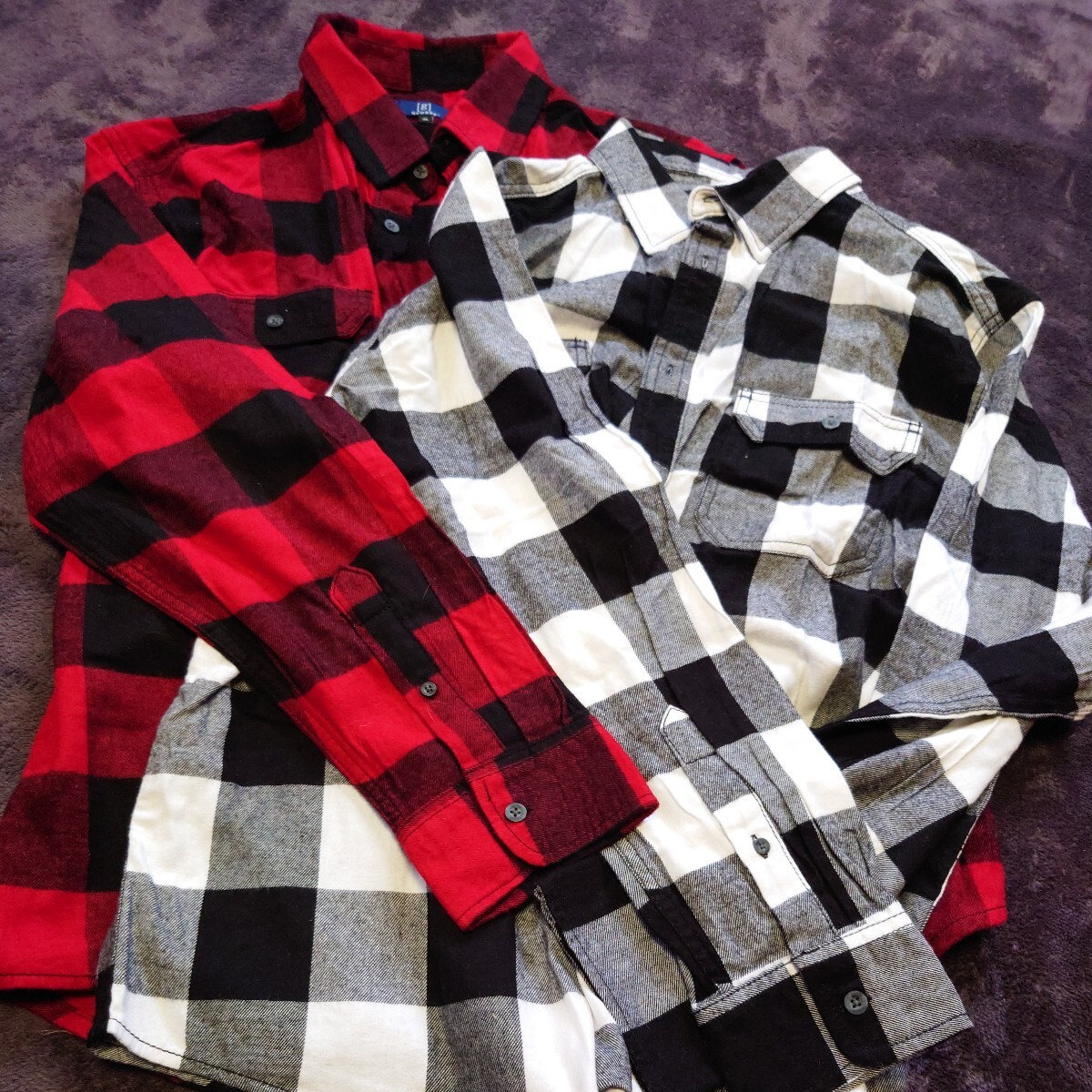 メンズ　ネルシャツ 長袖シャツ ブロックチェック　西友　george 3Lサイズ 赤と白　２枚まとめて_画像1