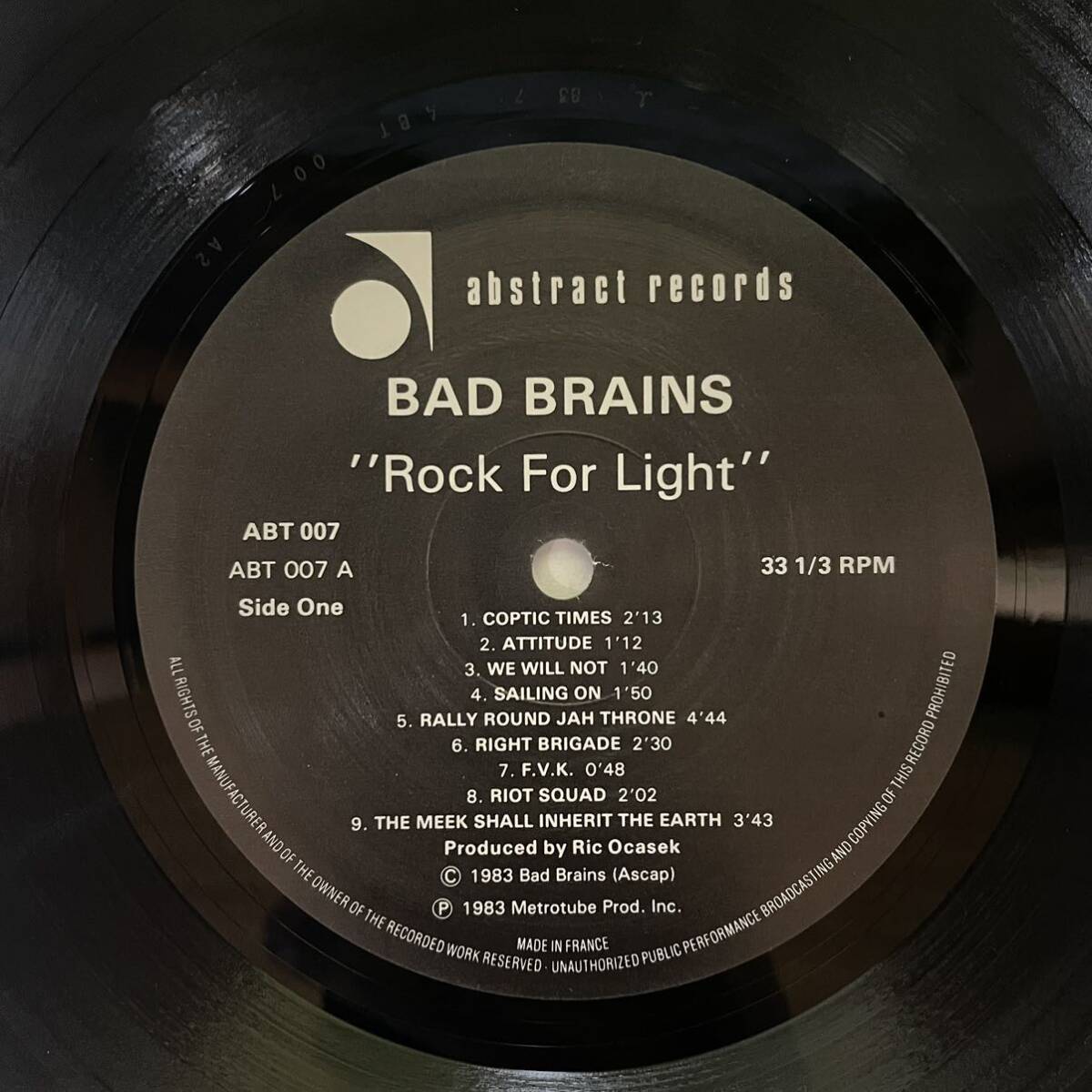 【BB-2】 Bad Brains 『Rock For Light』 LPレコード （ABT007）の画像5