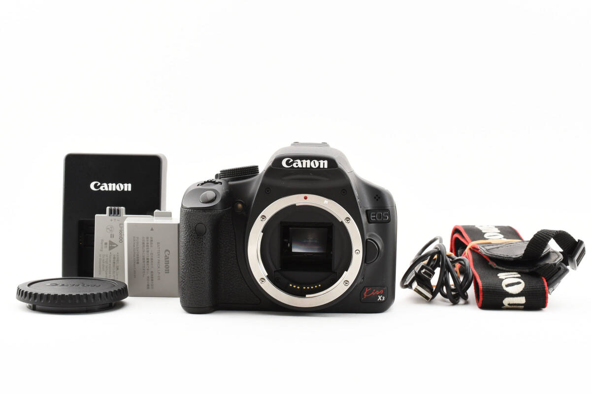 【完動良品】人気機種 Canon キャノン EOS Kiss X3 ボディ バッテリー２個付き_画像1